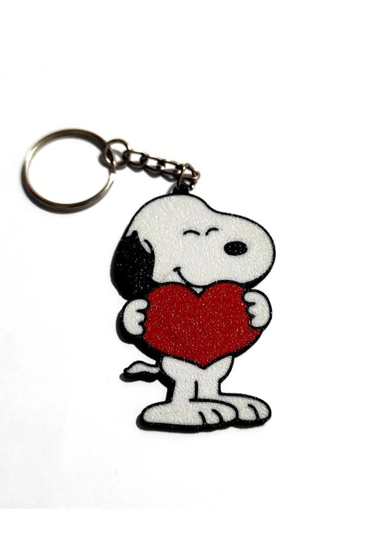Kalp Tutan Sevimli Köpek Snoopy Figürlü Anahtarlık