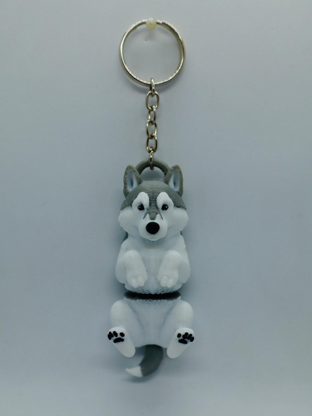 Husky Köpek Figürlü Eklemli Anahtarlık